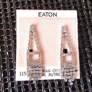 Vintage Austrian Crystals Pierced Earrings